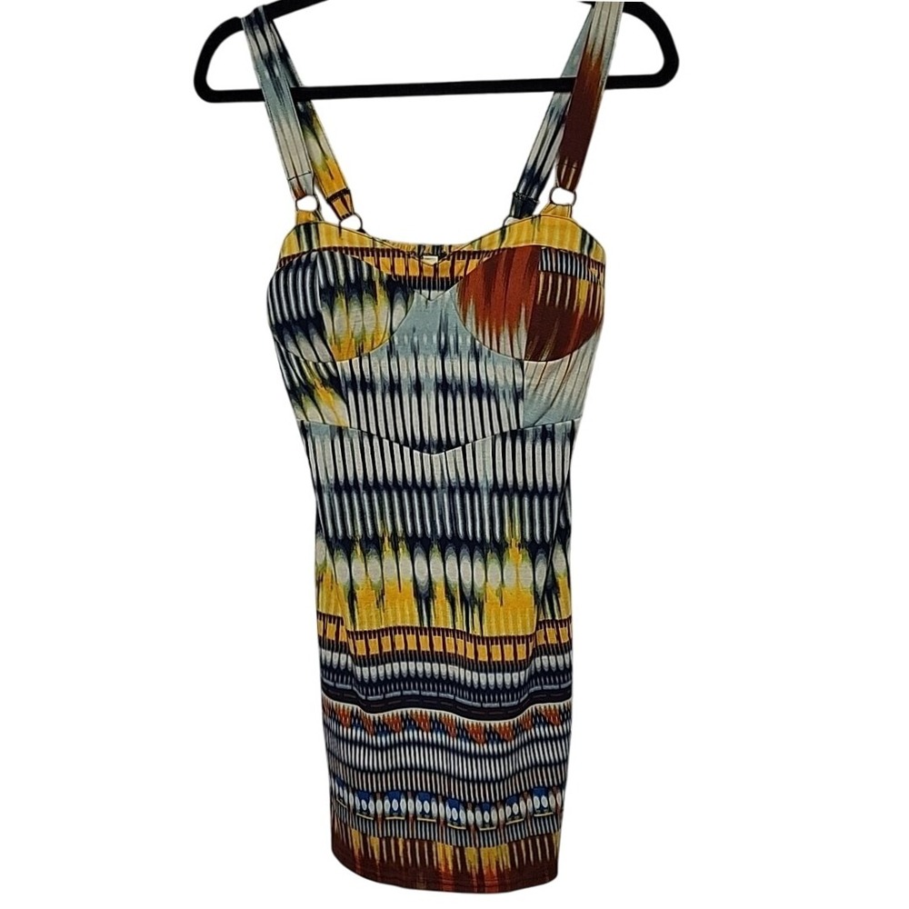Hot & Delicious Small Abstract Print Mini Dress Sleeveless Bodycon Party Clubwea